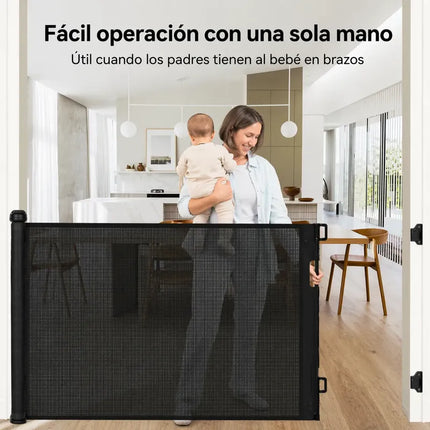 Reja Seguridad Retractil Para Bebe Y Mascotas Negro