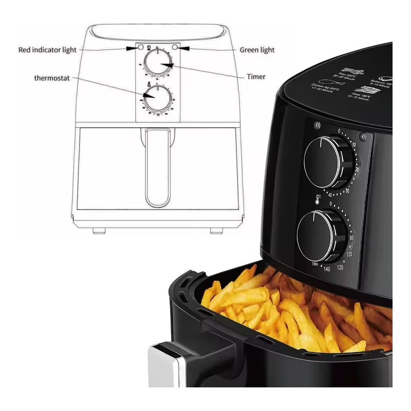 Freidora De Aire Digital 1400w 4.2l Color Negro Sf-1011 Negro