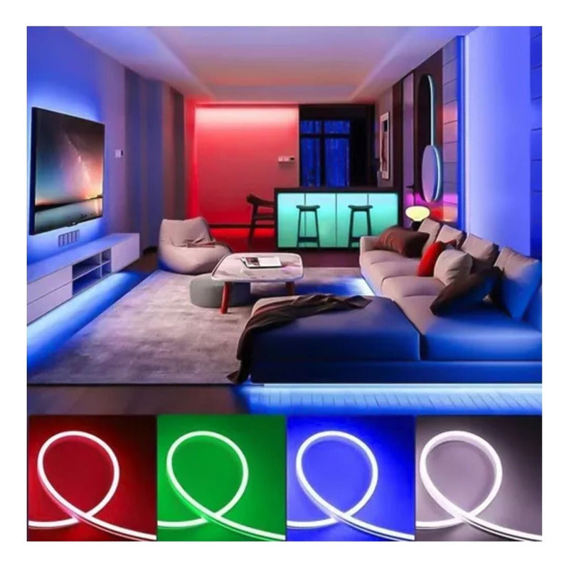 Cinta Led Rgb Flex De Neon 12v Con Luces Multicolor 5mts Rgb