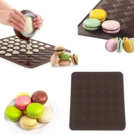 Molde/ Lamina Silicona Para Macarrones + Botella Decoradora Marrón
