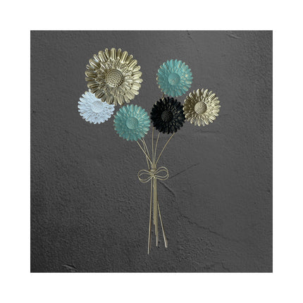 Adorno De Pared Colgante Diseño Girasol 56x40cm Dorado Oscuro