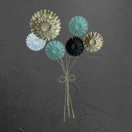 Adorno De Pared Colgante Diseño Girasol 56x40cm Dorado Oscuro