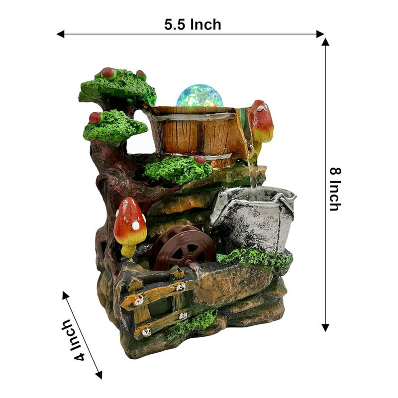 Fuente De Agua Decorativa Con Bola De Cristal Y Hongos Café