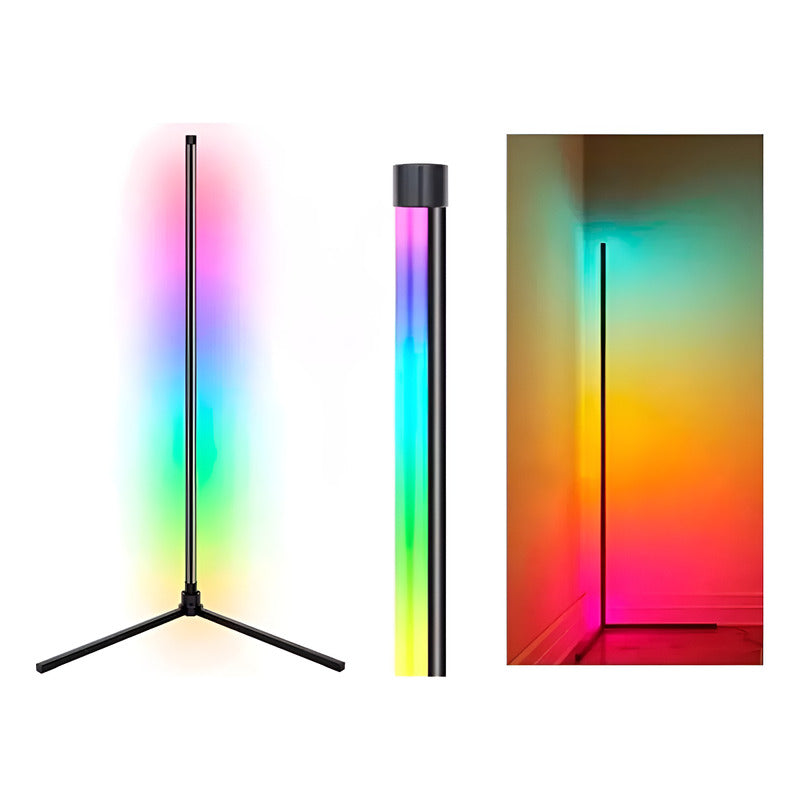 Lampara De Esquina Pie Usb Luces Led Rgb Ambiente 120cm Rgb Negro