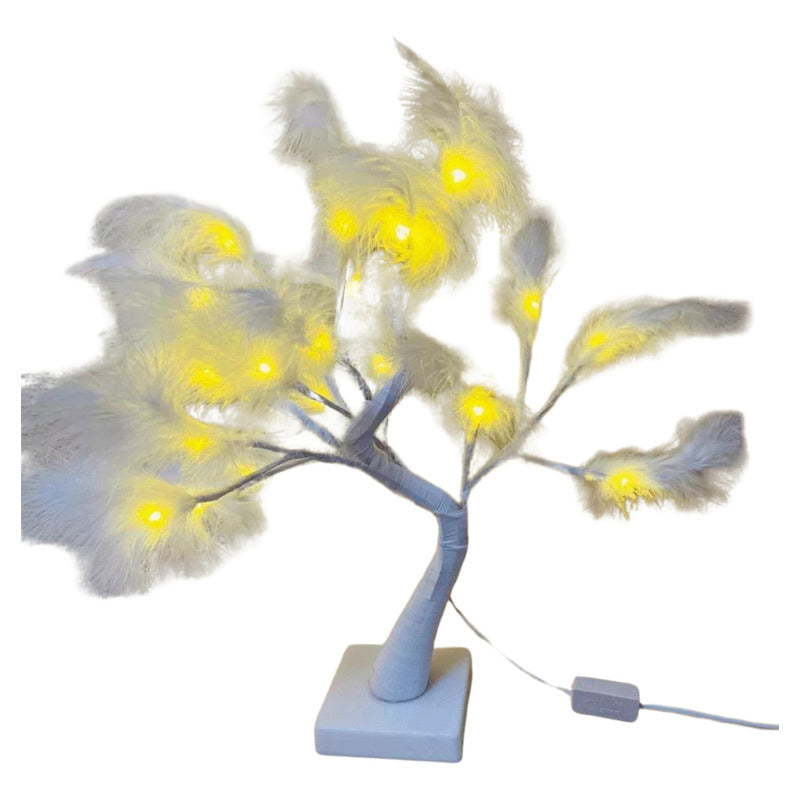 Arbol Led De Plumas - Blanco - Luz Cálida - 220v Blanco Blanco