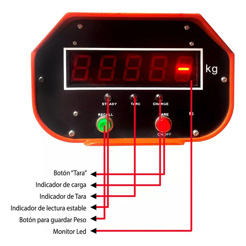 Balanza Romana Digital 3 Toneladas Gancho Con Control Remoto Naranja