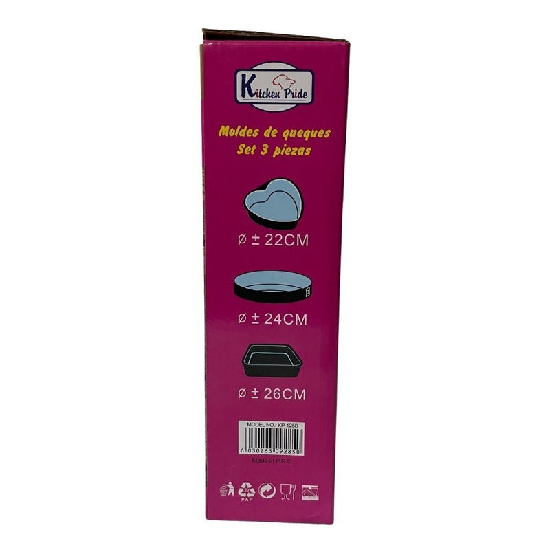 Set 3 Moldes Variados Repostería Queque Tortas Antiadherente