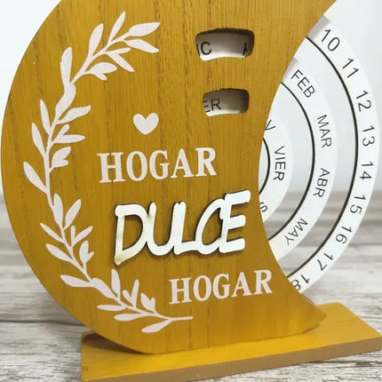 Calendario Eterno En Español Giratorio De Madera Dulce Hogar