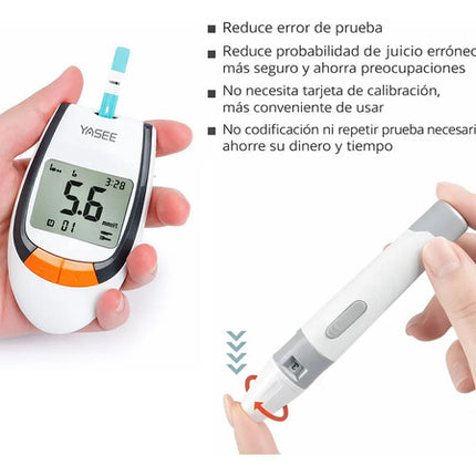 Glucometro Medidor De Glucosa + 50 Tiras + 50 Lancetas Blanco