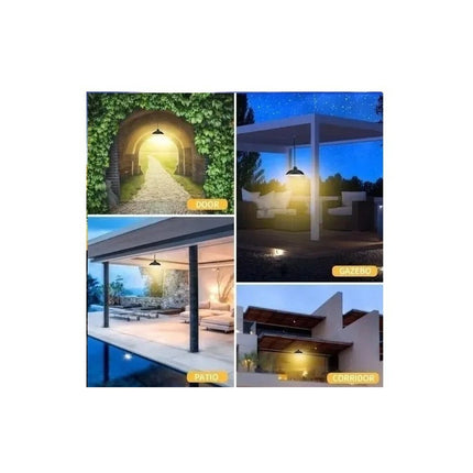 Lampara Solar Colgante 120w Plafon + Panel Solar + Control Luz Blanca Fria