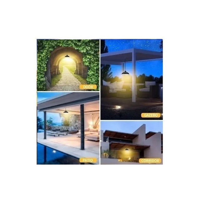 Lampara Solar Colgante 120w Plafon + Panel Solar + Control Luz Blanca Fria