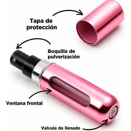Pack 6 Atomizadores Recargables Para Perfume + 6 Estuches Rosa