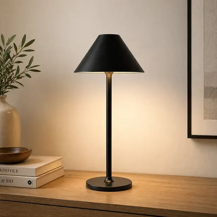 Lámpara De Mesa Recargable Negra 30 Cm Usb Negro