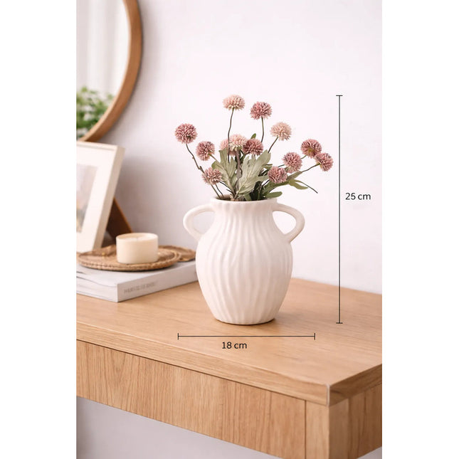 Florero Jarrón Cerámica Decorativos Para Mesa Blanco