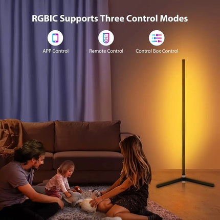 Lampara De Esquina Pie Usb Luces Led Rgb Ambiente 120cm Rgb Negro