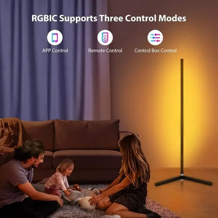 Lampara De Esquina Pie Usb Luces Led Rgb Ambiente 120cm Rgb Negro