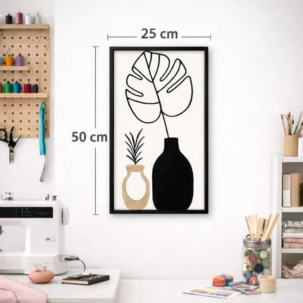 Cuadro Decorativo Metálico Y De Mdf, 50 X 25 Cms Negro