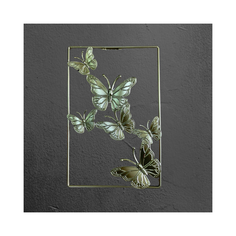 Adorno De Pared Colgante Diseño De Mariposas 28x18cm Dorado