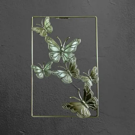 Adorno De Pared Colgante Diseño De Mariposas 28x18cm Dorado