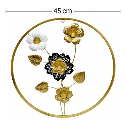 Cuadro Decorativo De Flores De Metal Dorado 45 Cm Diametro Dorado