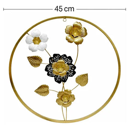 Cuadro Decorativo De Flores De Metal Dorado 45 Cm Diametro Dorado