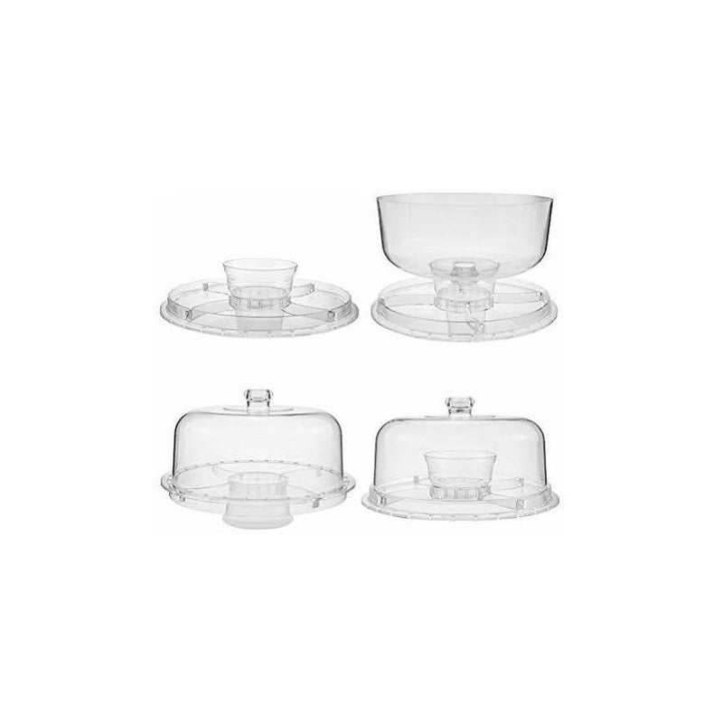 Bases Porta Torta (6 En 1) Plato Vidrio Pastel Con Soporte