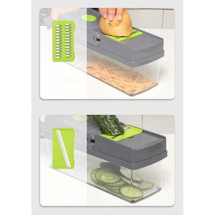 Rallador Picador Cortador Frutas Y Verduras Multiuso 14 En 1