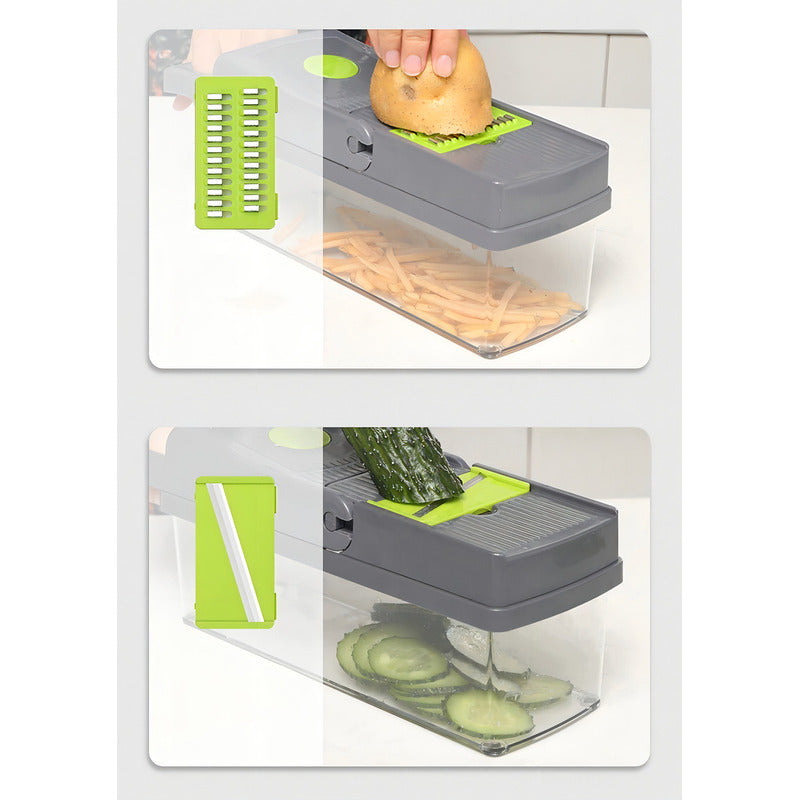 Rallador Picador Cortador Frutas Y Verduras Multiuso 14 En 1