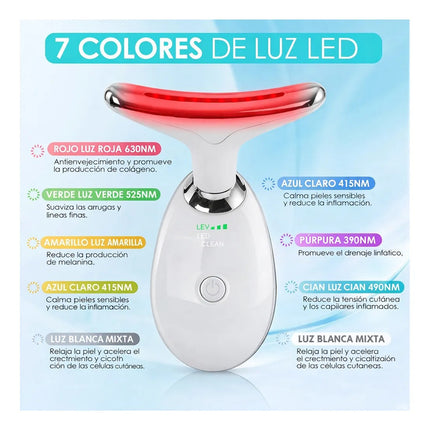 Masajeador Facial Para Cara Y Cuello Con 7 Colores Blanco