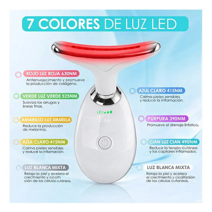 Masajeador Facial Para Cara Y Cuello Con 7 Colores Blanco