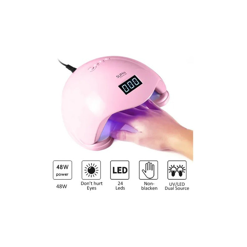 Secador Uñas Uv Led Lampara Manicure Profesional Rosa