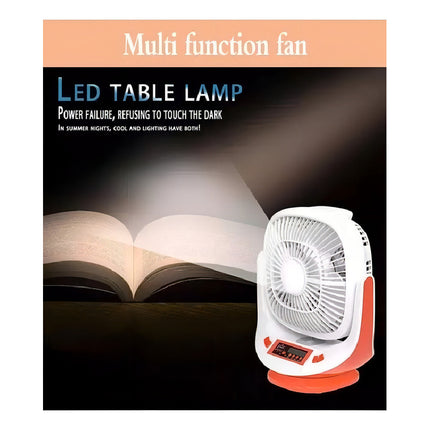 Ventilador Recargable Solar / Linterna / Radio / Bluetooh 20 Cm Blanco Plástico 3