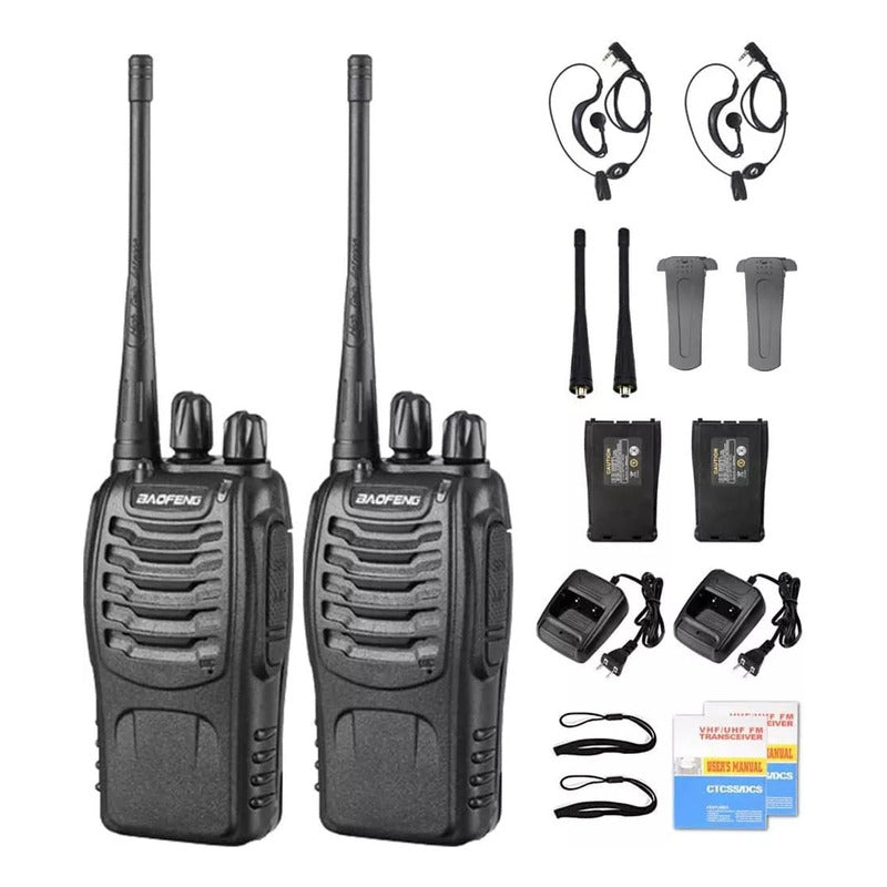 Pack 2 Radios Transmisor Walkie Talkie Baofeng 888s Uhf Negro