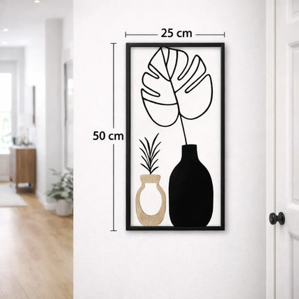 Cuadro Decorativo Metálico Y De Mdf, 50 X 25 Cms Negro