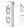 Ventilador De Mesa Doble Cabezal, Control Remoto Y Luz Led 15 Cm Blanco