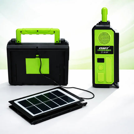 Kit Solar Portátil Con Panel Integrado, Luz Led, Radio Y Bt Negro