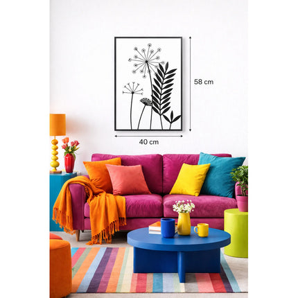 Cuadro Decorativo De Pared Diseño Plantas 40x58cm Negro