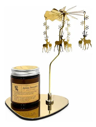 Portavela Giratorio + Vela Aromática Pack Dorado