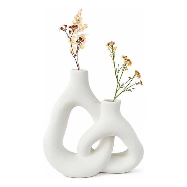 Florero De Cerámica De Estilo Nórdico Blanco
