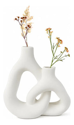 Florero De Cerámica De Estilo Nórdico Blanco