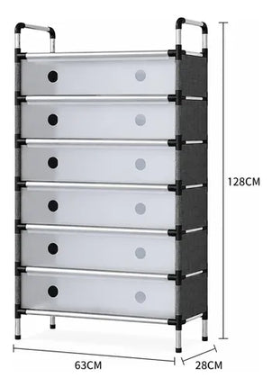 Zapatero Organizador Cerrado De 6 Niveles - 63 X 28 X 128 Cm Negro