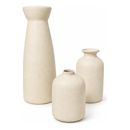 Floreros Jarron Cerámica Decorativos Para Mesa Oficina 3pcs Beige
