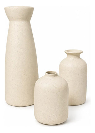 Floreros Jarron Cerámica Decorativos Para Mesa Oficina 3pcs Beige