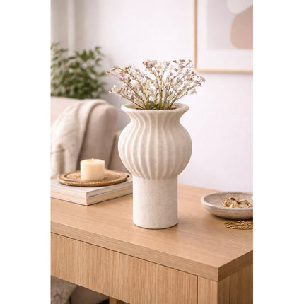 Florero Decorativo De Cerámica Para Mesa Oficina Blanco