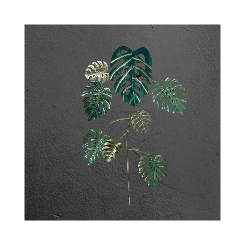 Adorno De Pared Colgante Diseño De Hojas 60x40cm Verde Musgo