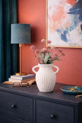 Florero Jarrón Cerámica Decorativos Para Mesa Blanco