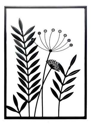 Cuadro De Metálico 40 X 58 Cm Estilo Botánico Negro