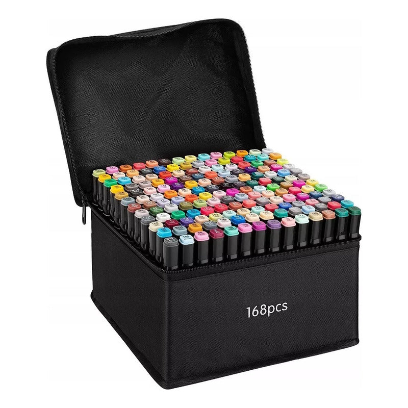 Set De 168 Marcadores Plumones Doble Puntar (premium)
