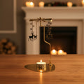 Porta Vela Decorativo Giratorio Con Carrusel Metalico Dorado