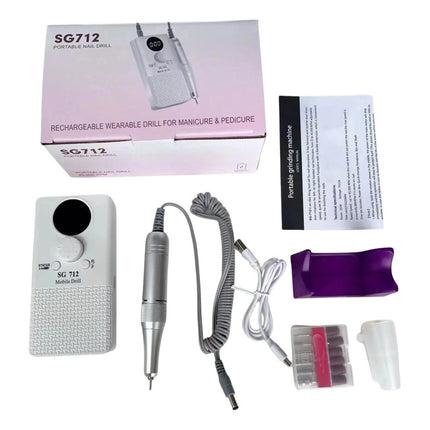 Torno De Uñas Profesional Recargab 45000rpm Pantalla Digital Blanco